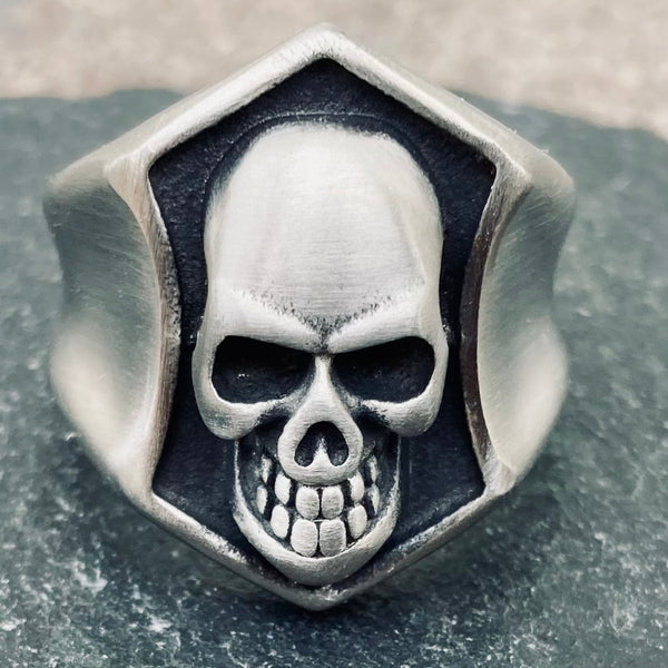 Skull & Shield Ring - Brushed - Sizes 7-13 - R226