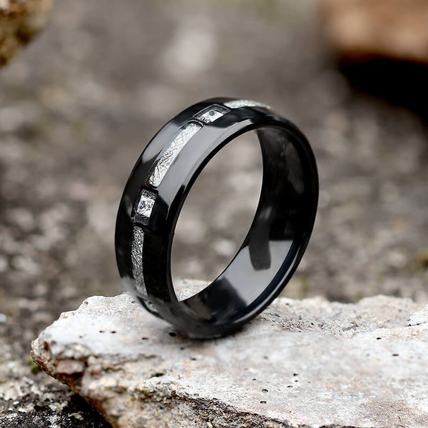 Square CZ Stone Titanium Wedding Ring