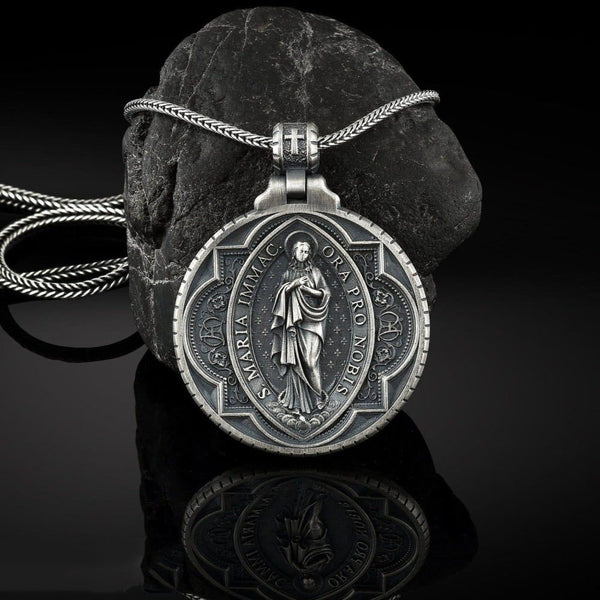Halskette der Unbefleckten Jungfrau Maria aus reinem Zinn, der Schutzpatronin der USA, Brasiliens