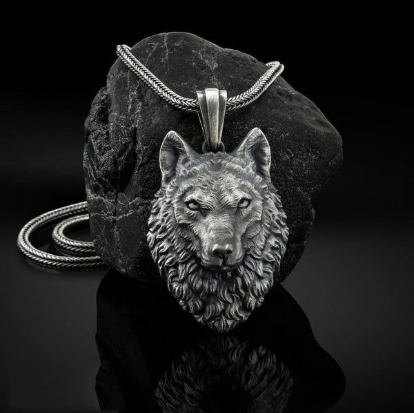 Wildwolf-Halskette aus reinem Zinn