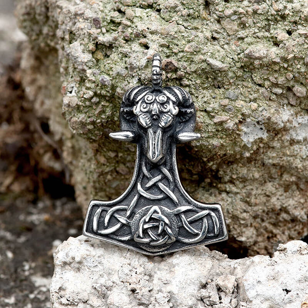 Collier pendentif Viking en acier inoxydable chèvre Tanngrisnir