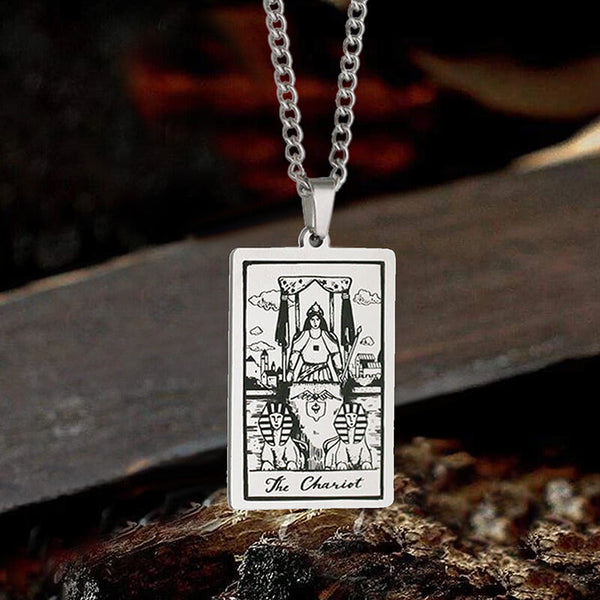 The Chariot Tarot Card Stainless Steel Necklace