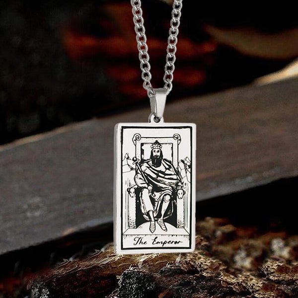 The Emperor Tarot Card Stainless Steel Necklace