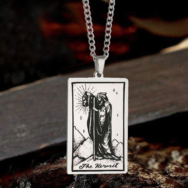 The Hermit Tarot Card Stainless Steel Necklace