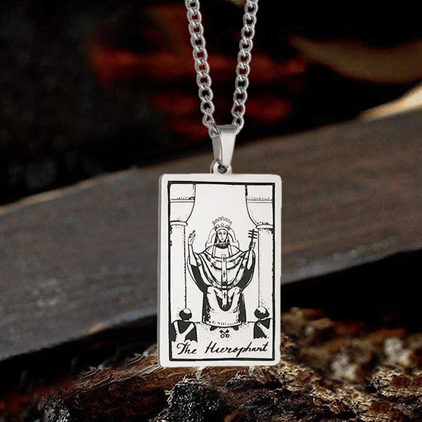 The Hierophant Tarot Card Stainless Steel Necklace
