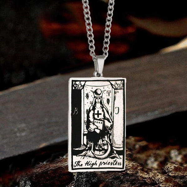 The High Priestess Tarot Card Stainless Steel Necklace