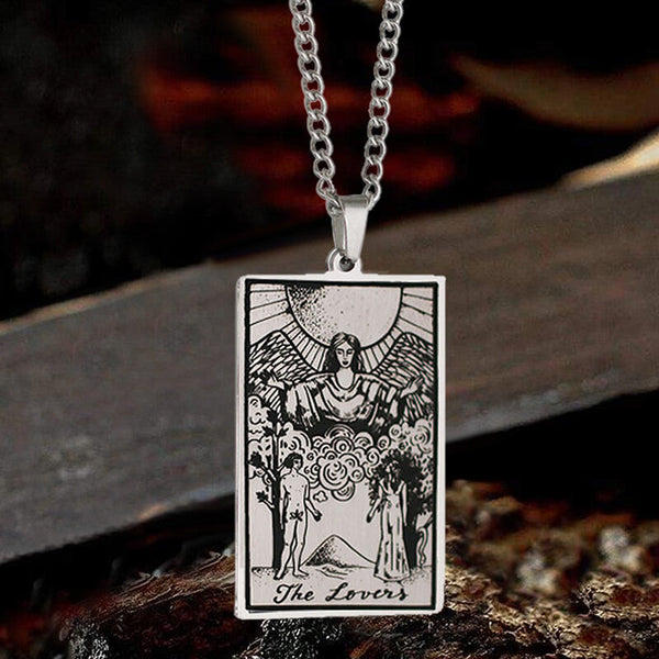 The Lovers Tarot Card Stainless Steel Necklace