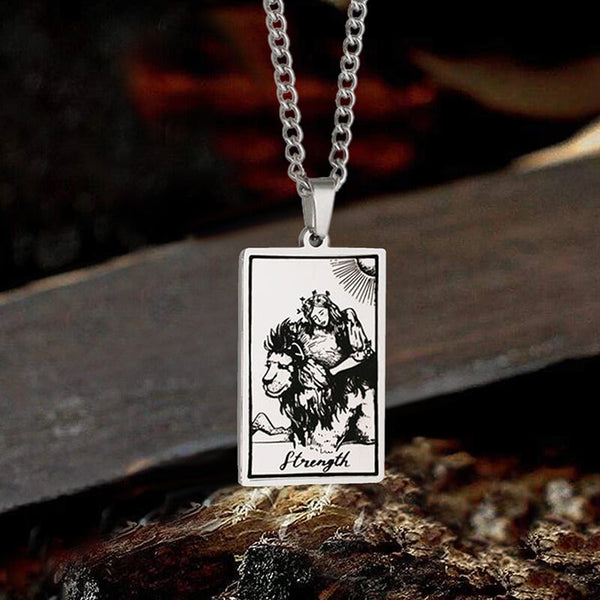 The Strength Tarot Card Stainless Steel Necklace
