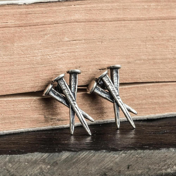 Unyielding Nails Sterling Silver Stud Earrings