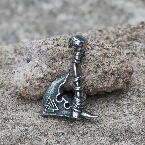 Valknut Symbol Axe Stainless Steel Viking Pendant