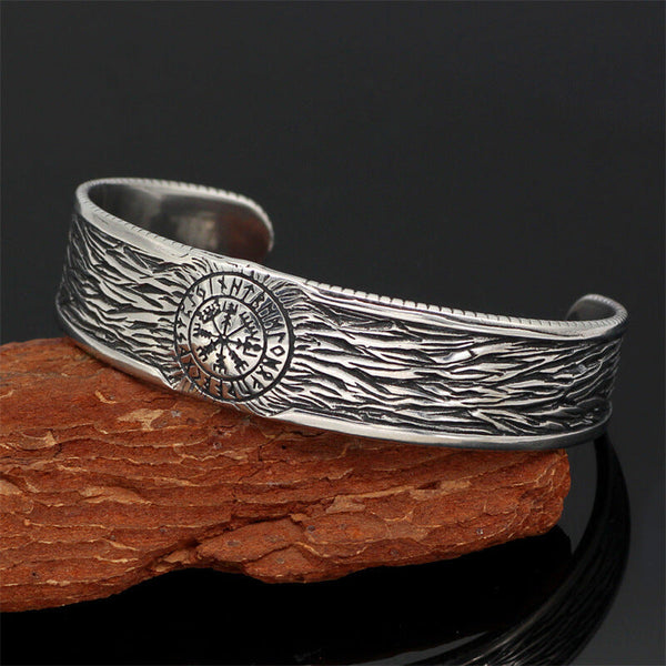 Vegvisir Runes Stainless Steel Viking Cuff Bracelet