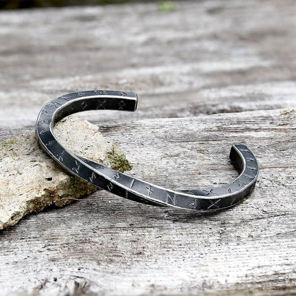 Bracelet Viking Runes Twist Cuff en acier inoxydable