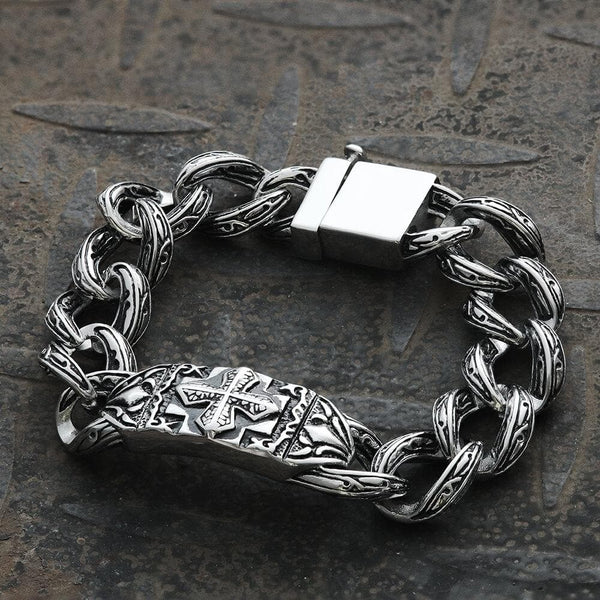 Vintage Cross Pattern Stainless Steel Bracelet