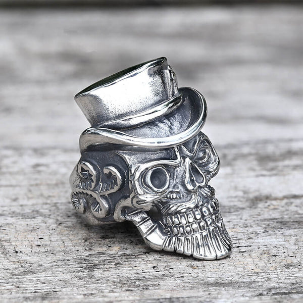 Vintage Gentleman Skull Stainless Steel Ring