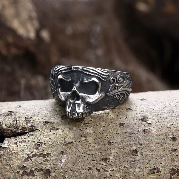 Bague Tête de Mort Vintage Goth en Acier Inoxydable