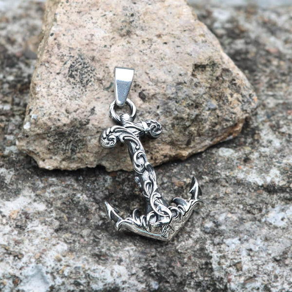 Wave Anchor Stainless Steel Marine Pendant