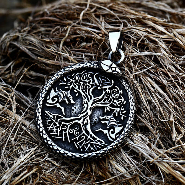 Yggdrasil Ouroboros Stainless Steel Pendant